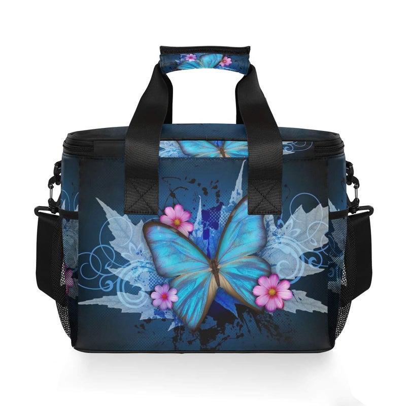 STAYTOP Pretty Butterfly Leakproof Reusable Insulated Cooler Lunch Bag,with Detachable Shoulder Strap, Used for School Women and Men Work Picnic Beach Lunch Bag Organizer Tote Bag - Image 2